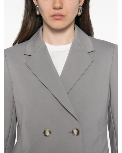 Max Mara Gray Double-Breasted Notched-Lapel Blazer