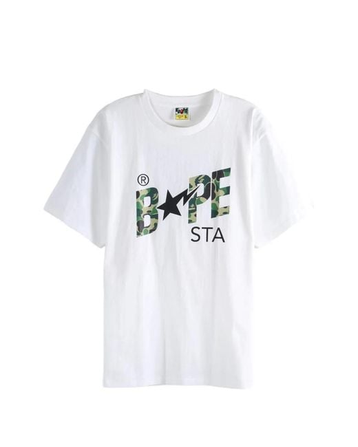 A Bathing Ape White Bape Sta Camo-Print T-Shirt for men