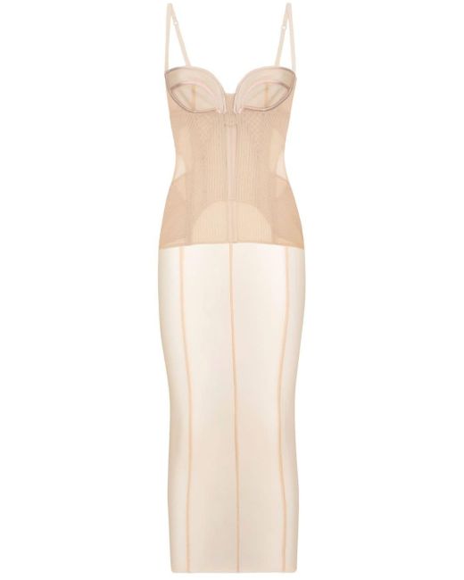 Dolce & Gabbana White Sheer Tulle Bustier Dress
