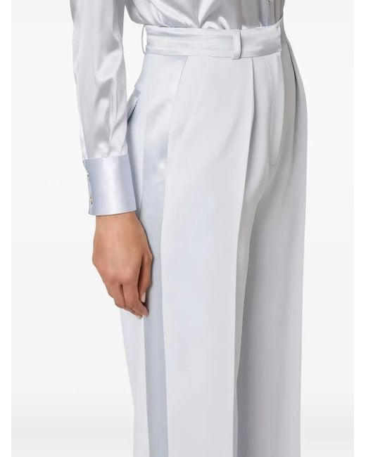 Elisabetta Franchi White Tuxedo-Details Waistband Trousers