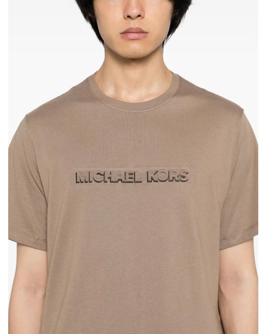 Michael Kors Natural Logo-Embossed Cotton T-Shirt for men