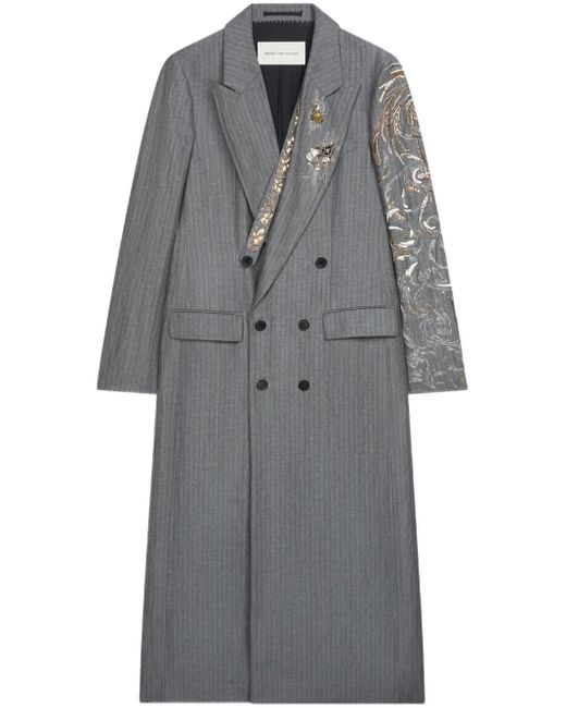 Dries Van Noten Verzierter Mantel in Gray für Herren