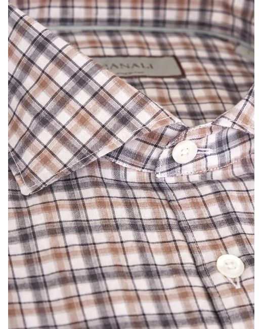 Canali Gray Check-Pattern Shirt for men
