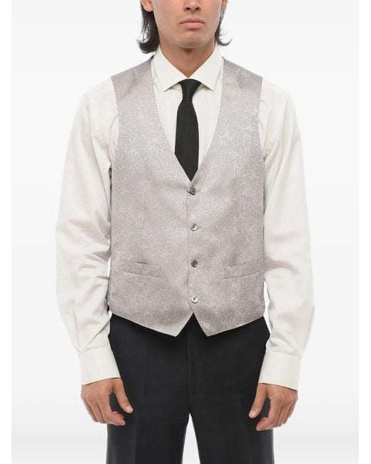 Corneliani Gray Leaf-Pattern Waistcoat for men