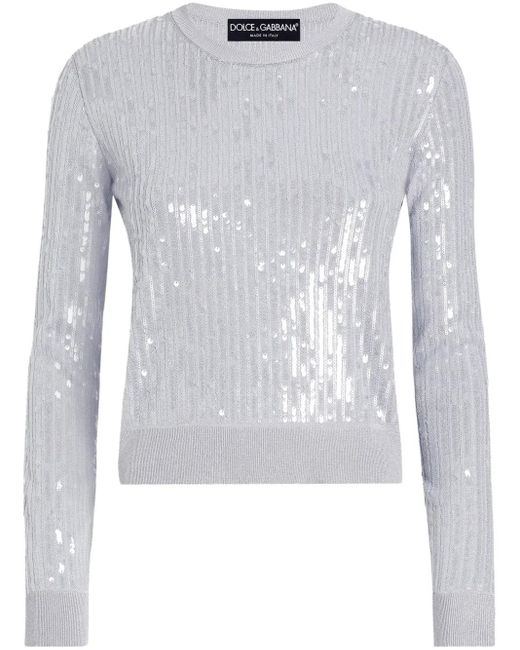 Dolce & Gabbana Blue Sequin Knitted Top