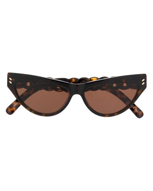 Stella McCartney Brown Cat-eye Chain Detail Sunglasses