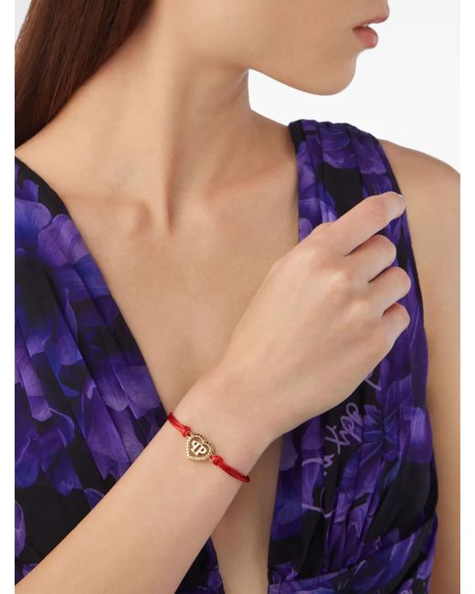 Philipp Plein Red Rocked Heart Bracelet