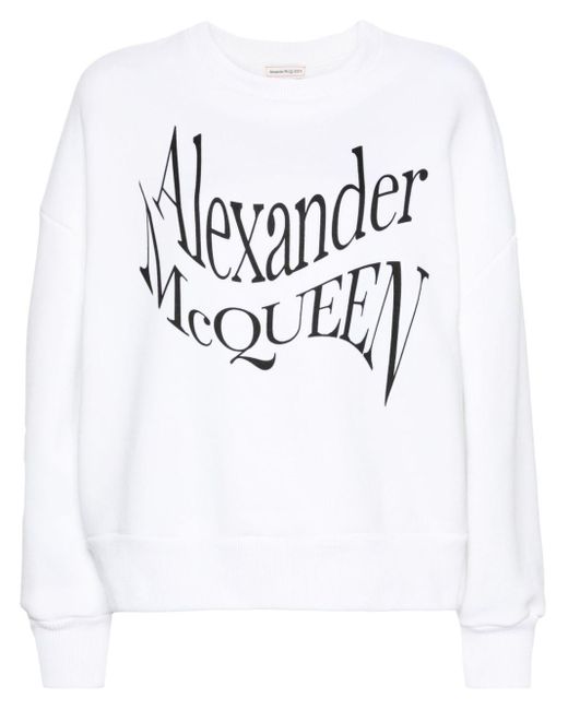 Alexander McQueen Katoenen Sweater Met Logoprint in het White