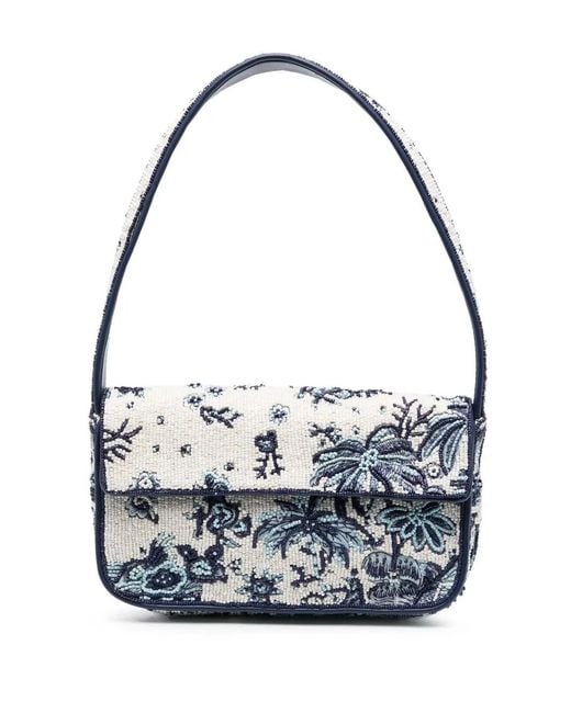 Staud Blue Tommy Beaded Shoulder Bag