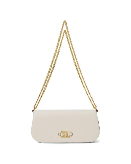 Ralph Lauren Natural Logo-Plaque Chain-Link Shoulder Bag