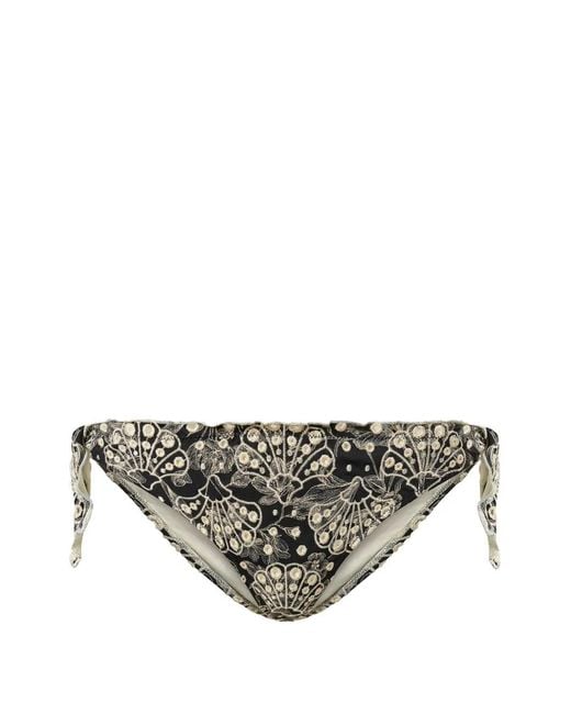 Twinset Gray Bikini Thong With Embroidery