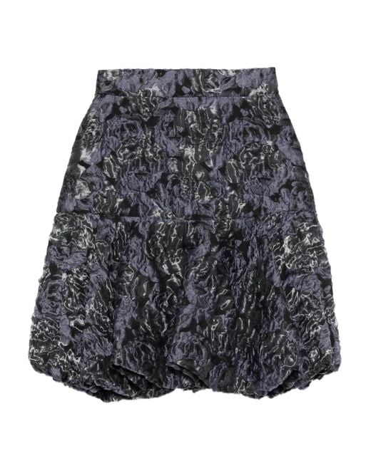 Gemy Maalouf Gray Floral-Pattern Puffball Skirt