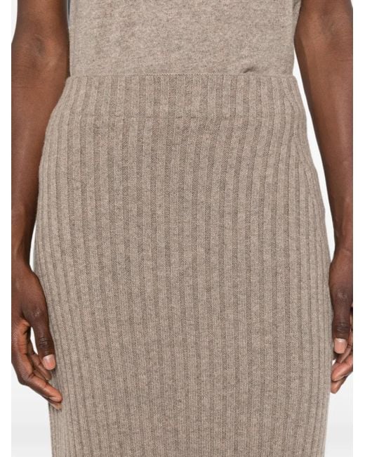 Bompard Brown Ribbed Cashmere Maxi Skirt