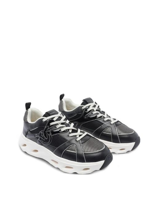 Pinko Black Logo-Detail Mesh-Upper Sneakers