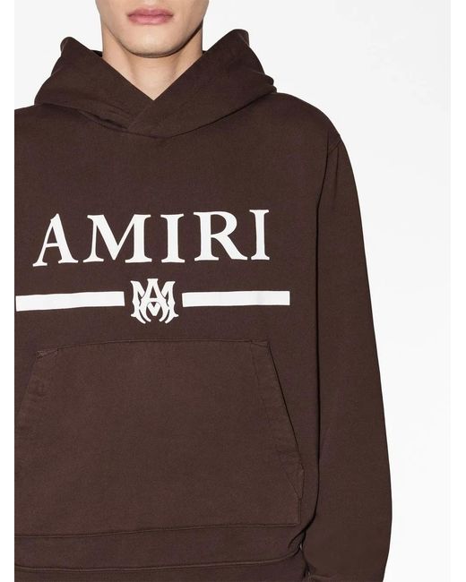 Amiri Brown Logo-Print Pouch-Pocket Hoodie for men