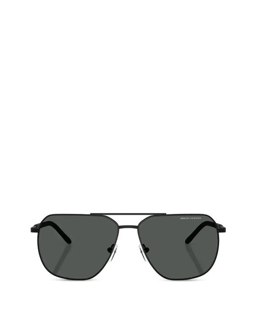 ARMANI EXCHANGE Black Double-Bridge Pilot-Frame Sunglasses for men