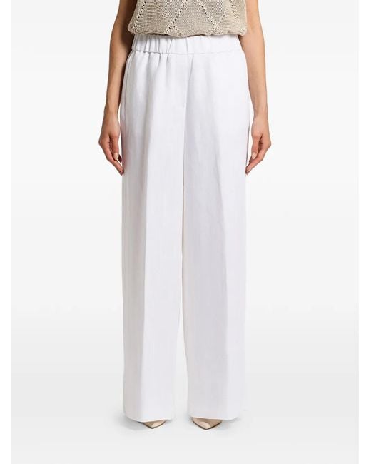 Peserico White Herringbone Trousers