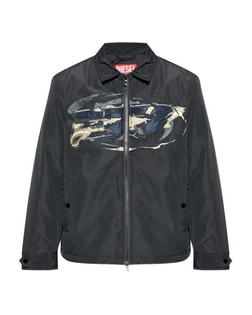 メンズ DIESEL Embroidered Panel Jacket Black