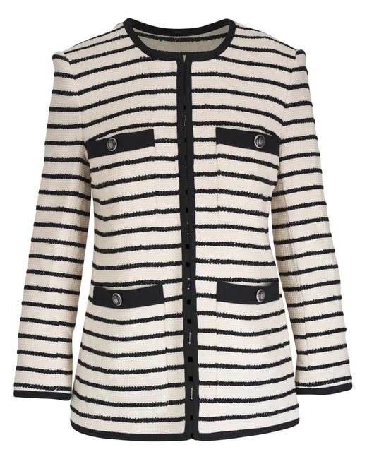 Veronica Beard Black Striped Collarless Blazer