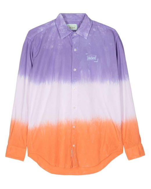 Aries Purple Dip Dye Poplin Shirt for men