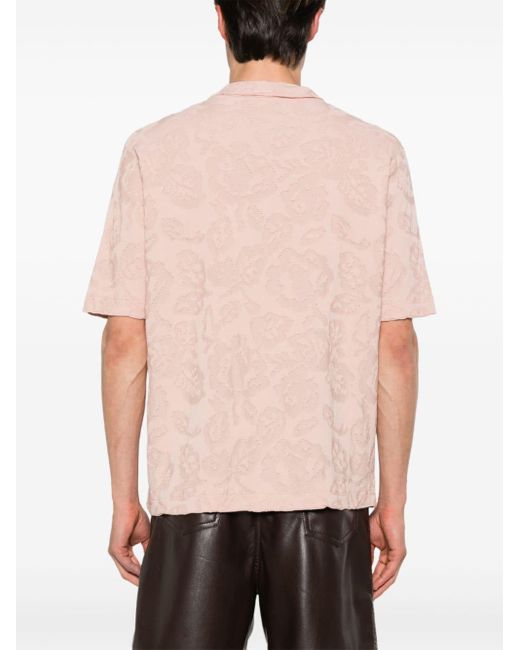 Camicia con effetto jacquard di Roberto Collina in Pink da Uomo