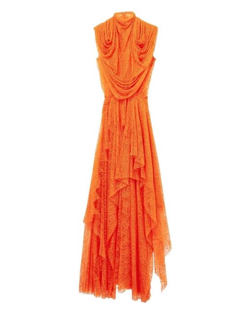 Alexander McQueen ドレープ レースドレス Orange