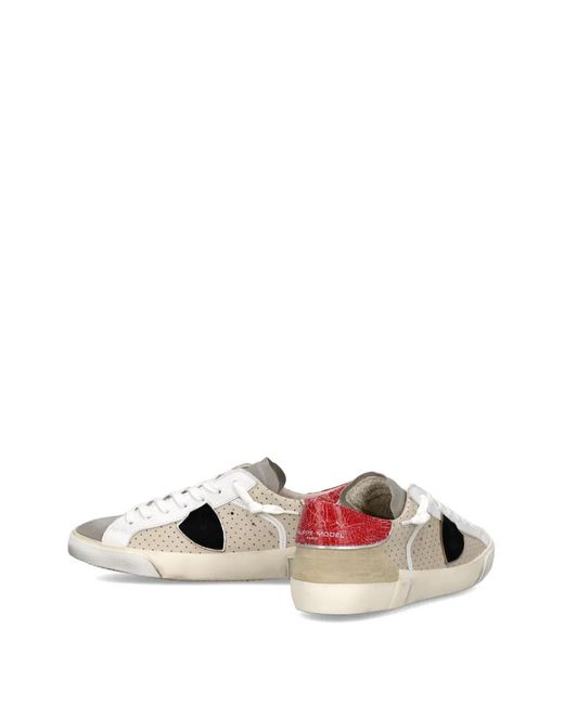 Philippe Model White Perforated Panelled Sneakers for men