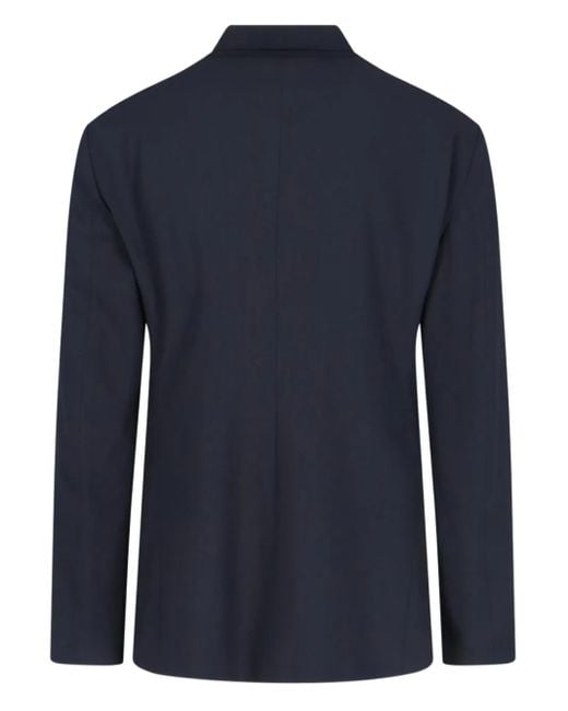 Giorgio Armani Blue Mandarin-Collar Wool Jacket for men