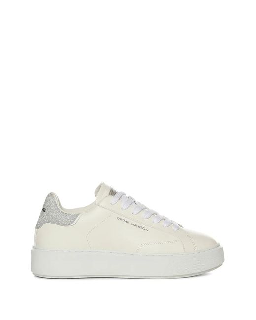 Crime London White Round-Toe Sneakers