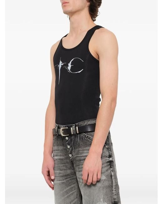 THUG CLUB Black Logo-Emblem Tank Top for men