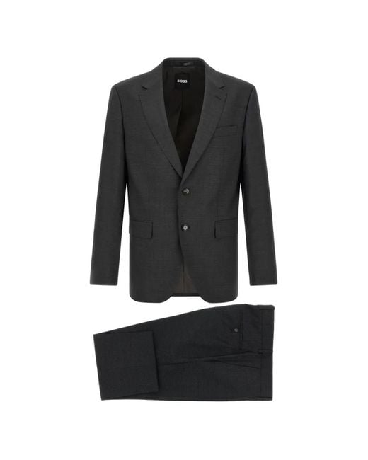 Boss Black Micro-Pattern Single-Breasted Suit for men