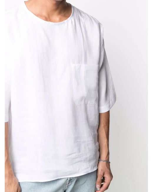 Dell'Oglio White Short-Sleeve Linen T-Shirt for men