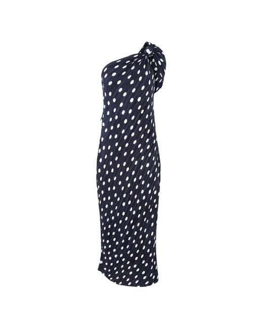 Cult Gaia Blue Terre One-Shoulder Dotted Midi Dress