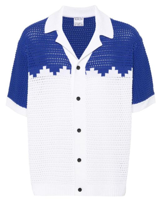 Marcelo Burlon Blue Two-tone Knitted Shirt for men