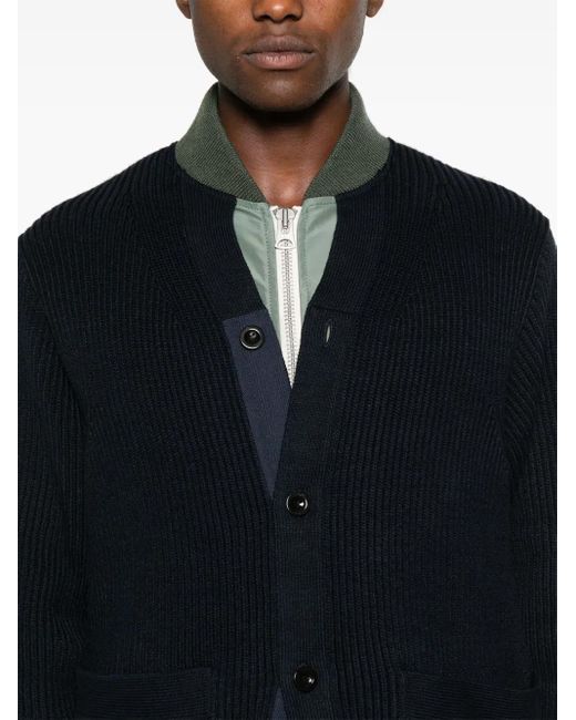 Sacai Black Layered Bomber Jacket for men