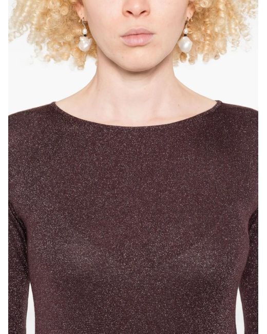 Brunello Cucinelli Trui Met Boothals En Glitters in het Brown