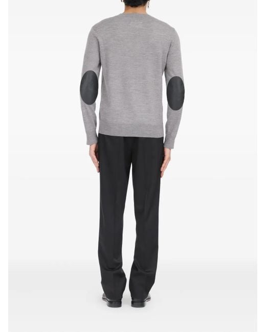 MM6 by Maison Margiela Gray Crew-Neck Knitted Sweater for men