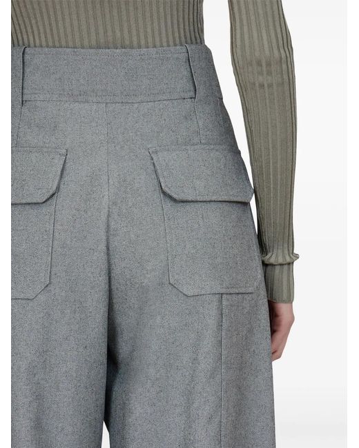 Ferragamo Gray Canvas Palazzo Trousers