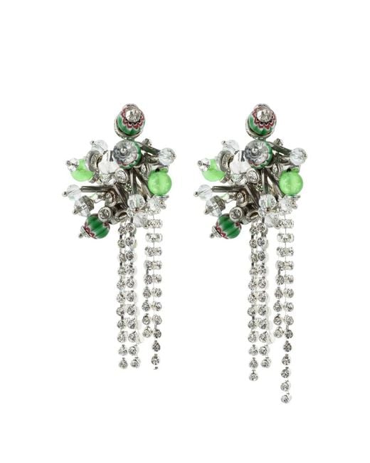 Dries Van Noten White Handmade Embellished Pin Earrings