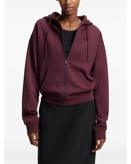 HUGO Purple Logo Zip Hoodie