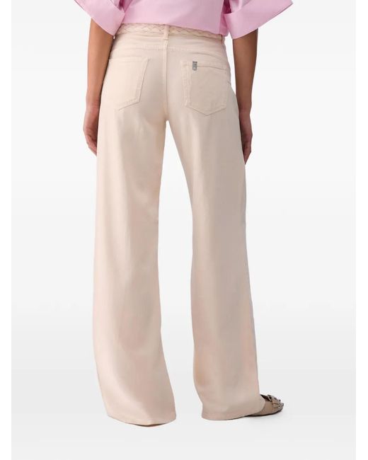 Liu Jo White Braided-Belt Flared Trousers