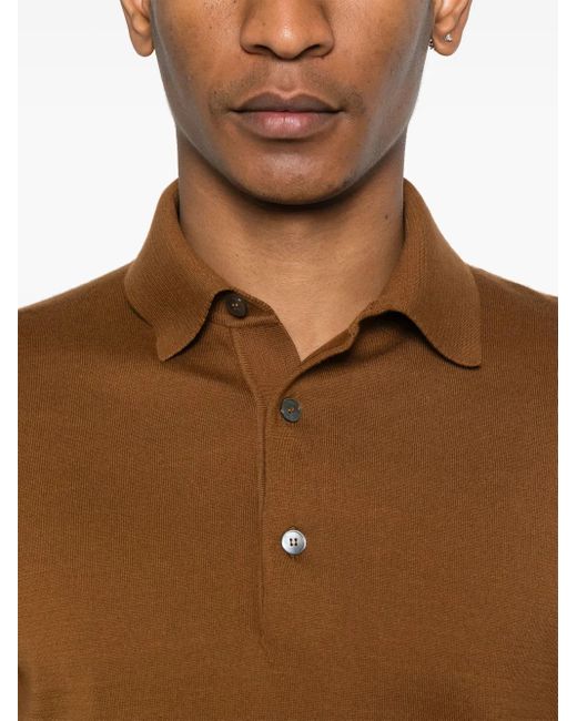 Zegna Fein Gestricktes Poloshirt in Brown für Herren