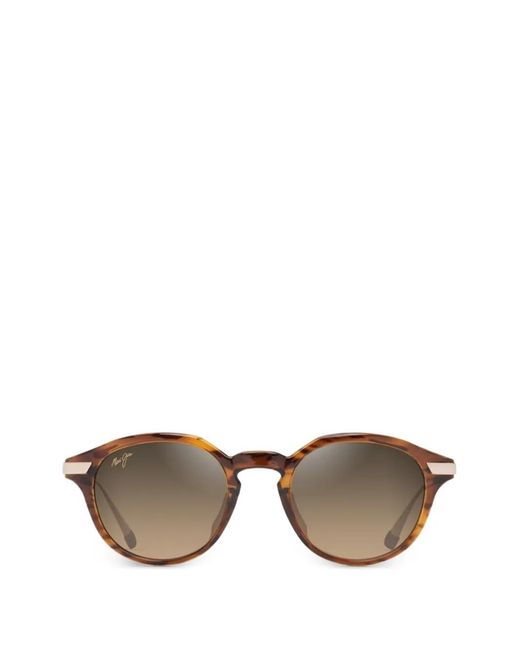Maui Jim Brown Round-Frame Tortoiseshell-Effect Sunglasses