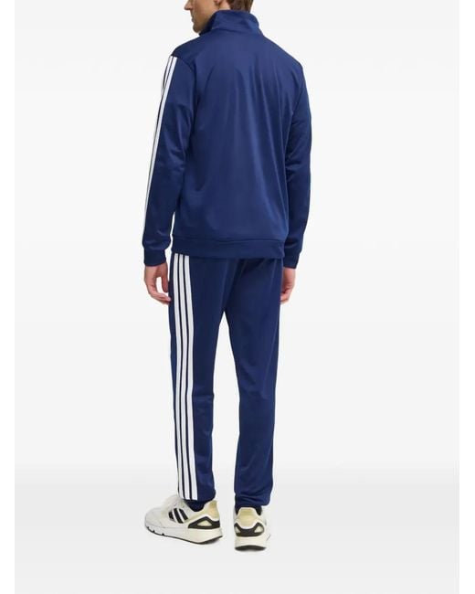 Adidas Blue Side-Stripe Zip-Up Tracksuit for men