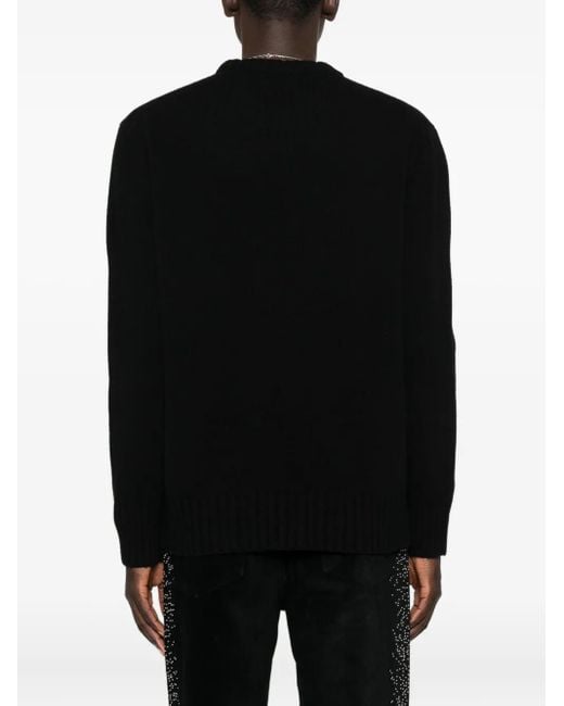 Amiri Black Logo-Embroidered Wool Sweater for men