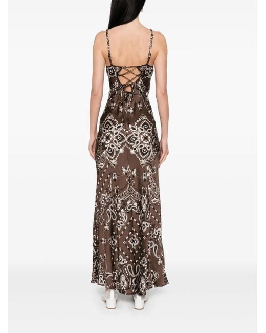 sandro bandana dress brown Sandro Paris Brown Bandana Print Midi Dress