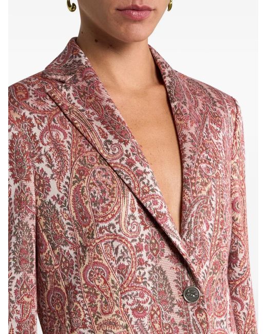 Etro Pink Single-Breasted Jacquard Blazer