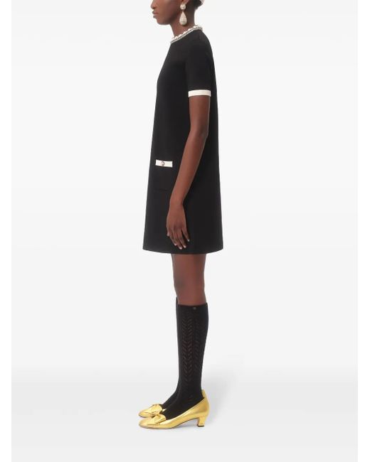 Valentino Garavani Black Embroidered Mini Dress