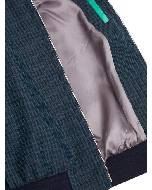 Paul Smith Blue Houndstooth Zip Jacket for men
