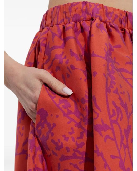 Max Mara Red Floral Print Skirt